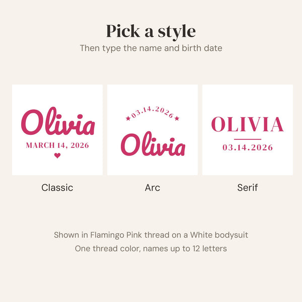 Three lettering styles: Classic, Arc and Serif