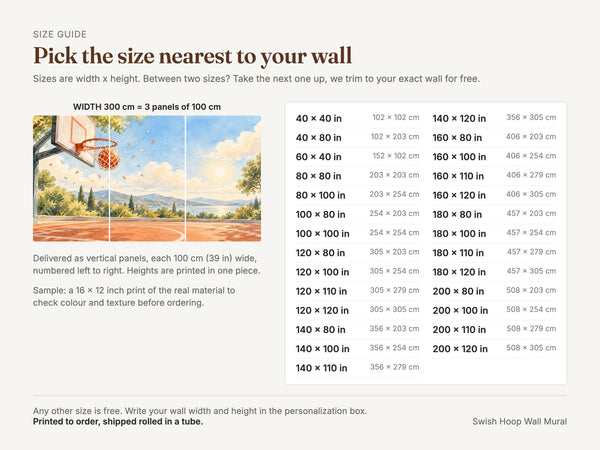 Watercolor Swish Hoop Basketball Wall Mural, image 5