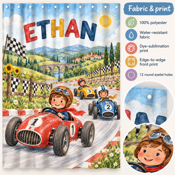 Fabric details: 100% polyester, water-resistant, dye-sublimation print, 12 round eyelet holes