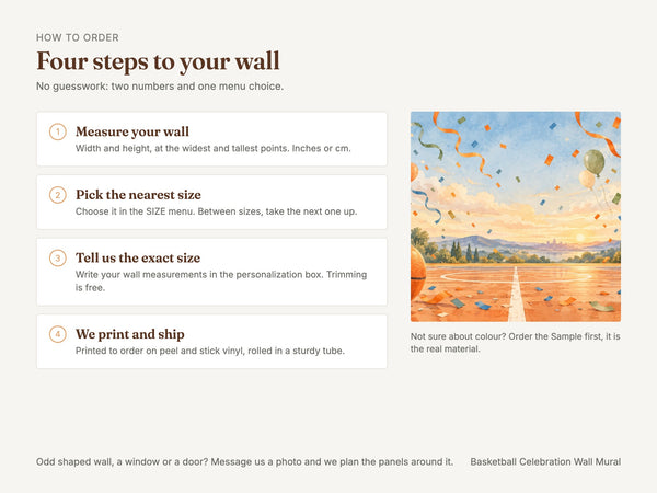 Watercolor Basketball Celebration Wall Mural, image 6