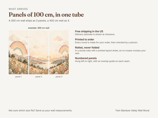 Watercolor Twin Rainbow Valley Wall Mural, image 7