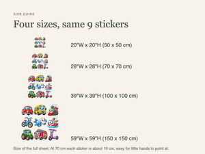 Cute Transport Wall Decals, Set of 9, First Words Stickers, image 5