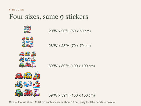 Cute Transport Wall Decals, Set of 9, First Words Stickers, image 5