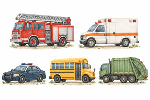 City Vehicle Wall Decals, Set of 5 (Set 3), image 1