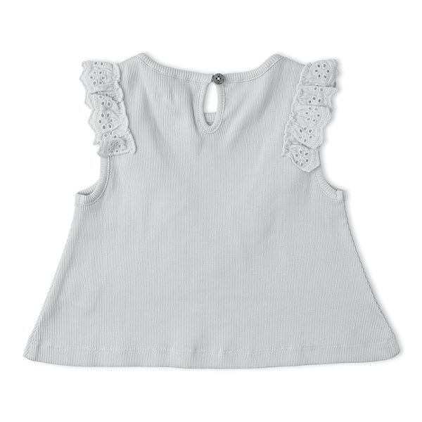 Organic Ruffle Top & Shorts Set - Fog