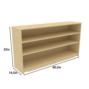 Montessori Classroom Shelf - 5' x 32" - Closed Back, angled view showcasing its design and functionality for children.