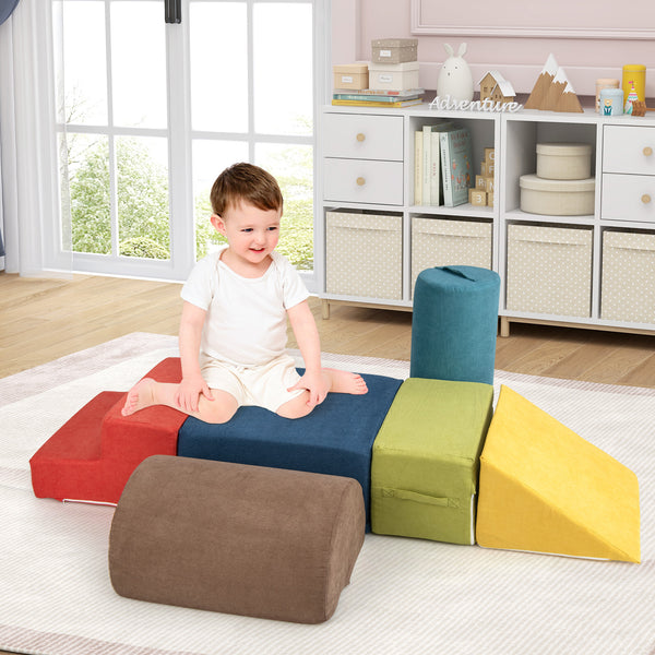 6-Piece Baby Climbing Blocks with 30D High-Density Foam and Carrying Handles