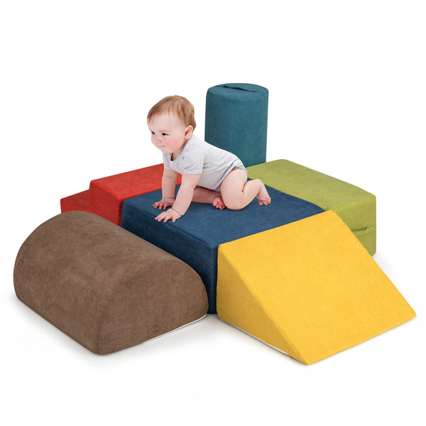 6-Piece Baby Climbing Blocks with 30D High-Density Foam and Carrying Handles
