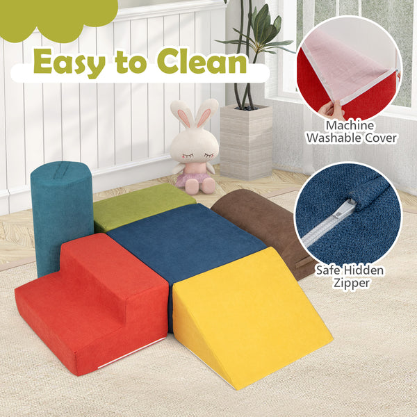 6-Piece Baby Climbing Blocks with 30D High-Density Foam and Carrying Handles