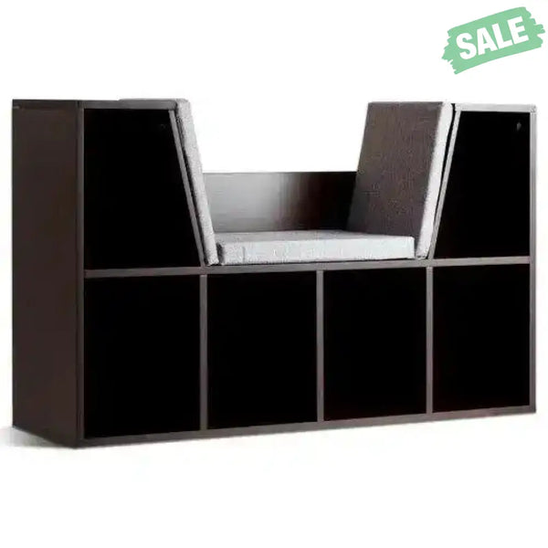 6-Cubby Kid Storage Bookcase Cushioned Reading Nook-White White Kids Storage