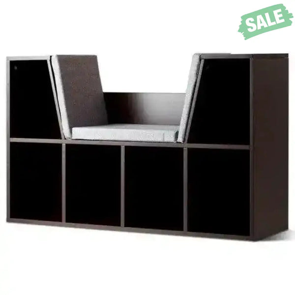 6-Cubby Kid Storage Bookcase Cushioned Reading Nook-White White Kids Storage