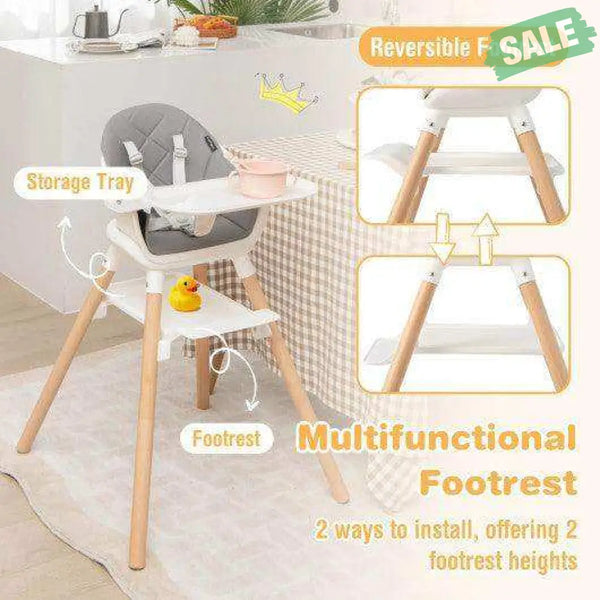 6-in-1 Baby High Chair with Removable Dishwasher and Safe Tray-Pink Pink High Chairs