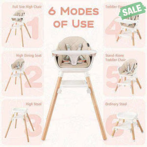 6-in-1 Baby High Chair with Removable Dishwasher and Safe Tray-Pink Pink High Chairs