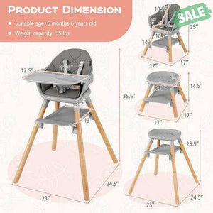 6-in-1 Baby High Chair with Removable Dishwasher and Safe Tray-Pink Pink High Chairs