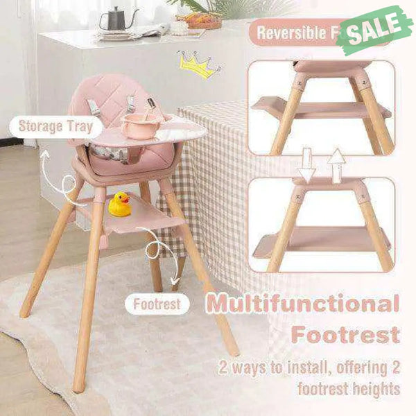 6-in-1 Baby High Chair with Removable Dishwasher and Safe Tray-Pink Pink High Chairs