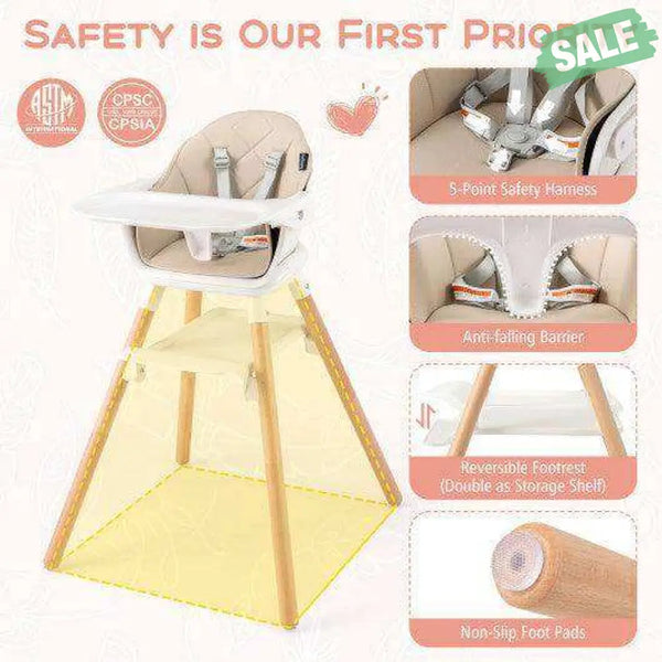 6-in-1 Baby High Chair with Removable Dishwasher and Safe Tray-Pink Pink High Chairs