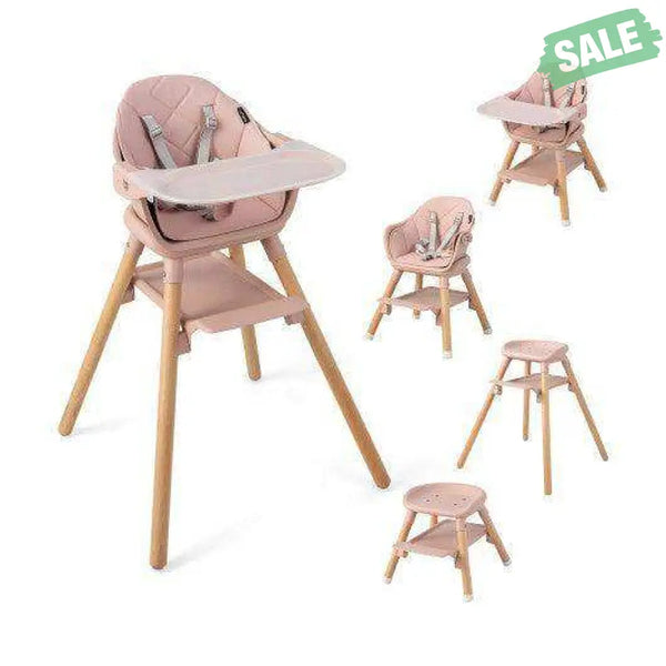 6-in-1 Baby High Chair with Removable Dishwasher and Safe Tray-Pink Pink High Chairs