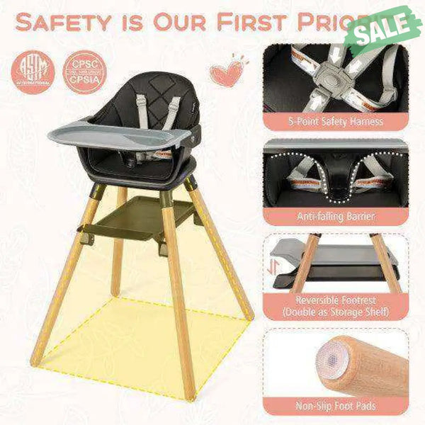 6-in-1 Baby High Chair with Removable Dishwasher and Safe Tray-Pink Pink High Chairs