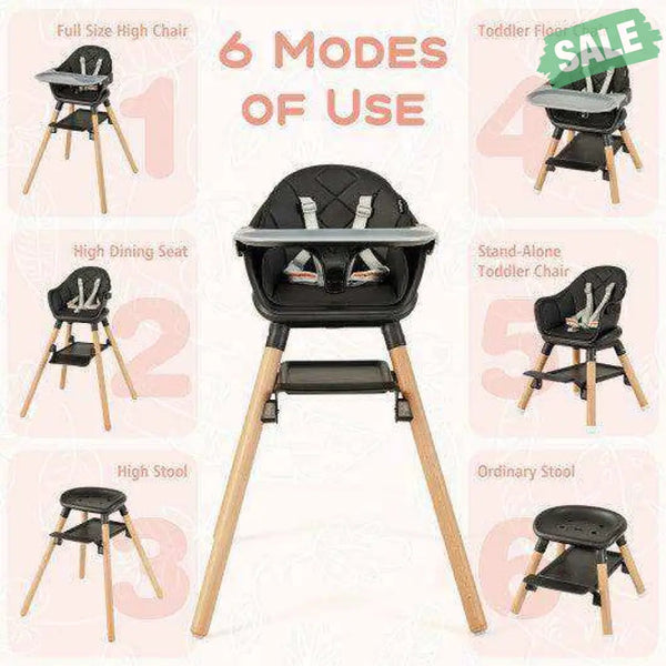 6-in-1 Baby High Chair with Removable Dishwasher and Safe Tray-Pink Pink High Chairs