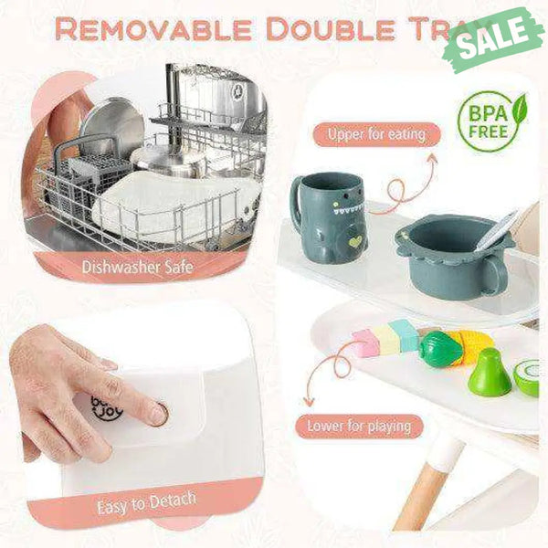 6-in-1 Baby High Chair with Removable Dishwasher and Safe Tray-Pink Pink High Chairs