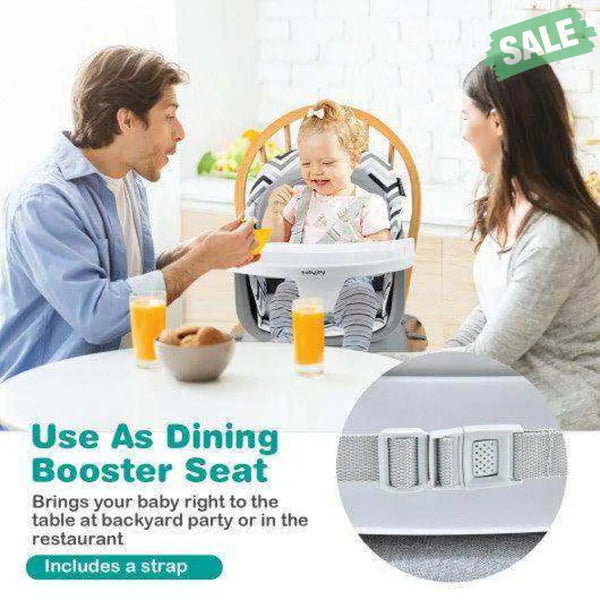 6-in-1 Convertible Baby High Chair with Adjustable Removable Tray-Gray Gray High Chairs