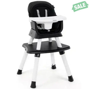 6-in-1 Convertible Baby High Chair with Adjustable Removable Tray-Gray Gray High Chairs