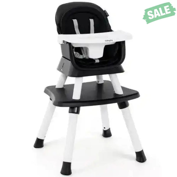 6-in-1 Convertible Baby High Chair with Adjustable Removable Tray-Gray Gray High Chairs