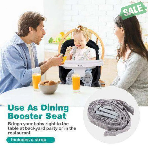 6-in-1 Convertible Baby High Chair with Adjustable Removable Tray-Gray Gray High Chairs