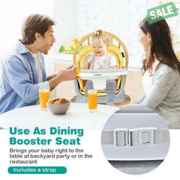 6-in-1 Convertible Baby High Chair with Adjustable Removable Tray-Gray Gray High Chairs