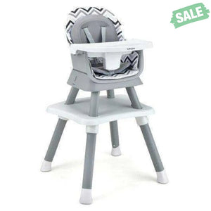 6-in-1 Convertible Baby High Chair with Adjustable Removable Tray-Gray Gray High Chairs
