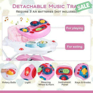 6 in 1 Foldable Baby Walker with Adjustable Height-Blue Pink Baby Walkers