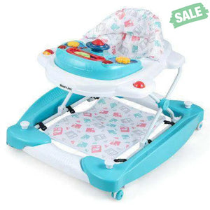 6 in 1 Foldable Baby Walker with Adjustable Height-Blue Baby Walkers