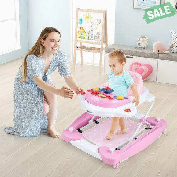 6 in 1 Foldable Baby Walker with Adjustable Height-Blue Baby Walkers