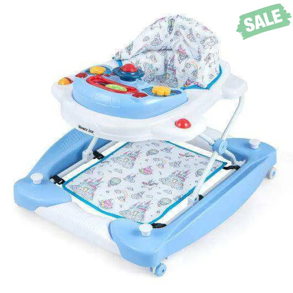 6 in 1 Foldable Baby Walker with Adjustable Height-Blue Baby Walkers