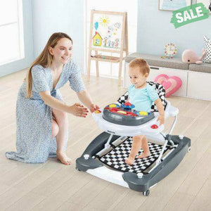6 in 1 Foldable Baby Walker with Adjustable Height-Blue Baby Walkers