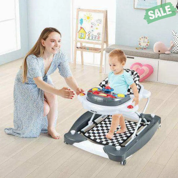 6 in 1 Foldable Baby Walker with Adjustable Height-Blue Baby Walkers