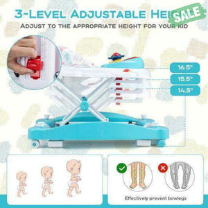 6 in 1 Foldable Baby Walker with Adjustable Height-Blue Baby Walkers