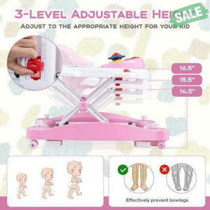 6 in 1 Foldable Baby Walker with Adjustable Height-Blue Baby Walkers