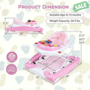 6 in 1 Foldable Baby Walker with Adjustable Height-Blue Baby Walkers