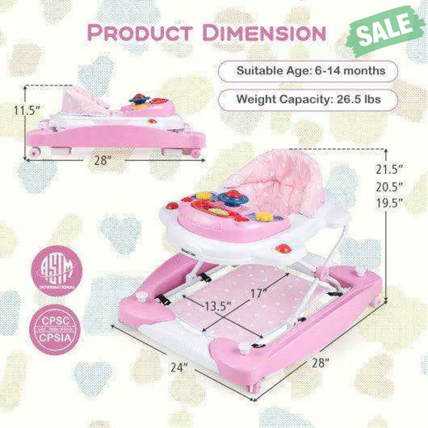 6 in 1 Foldable Baby Walker with Adjustable Height-Blue Baby Walkers