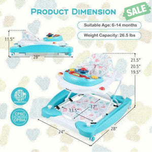 6 in 1 Foldable Baby Walker with Adjustable Height-Blue Baby Walkers