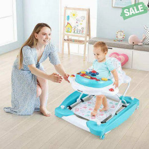 6 in 1 Foldable Baby Walker with Adjustable Height-Blue Baby Walkers