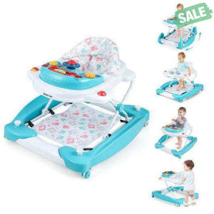 6 in 1 Foldable Baby Walker with Adjustable Height-Blue Baby Walkers