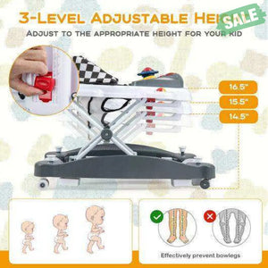 6 in 1 Foldable Baby Walker with Adjustable Height-Blue Baby Walkers