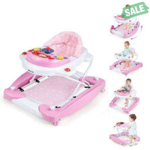 6 in 1 Foldable Baby Walker with Adjustable Height-Blue Baby Walkers