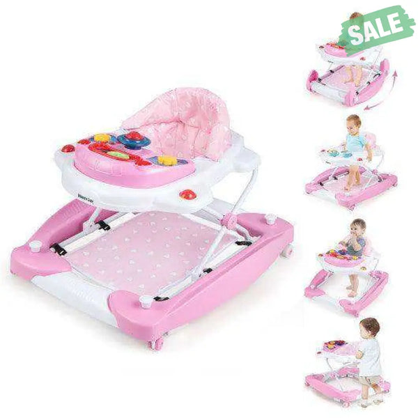 6 in 1 Foldable Baby Walker with Adjustable Height-Blue Baby Walkers