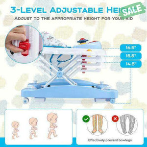 6 in 1 Foldable Baby Walker with Adjustable Height-Blue Baby Walkers