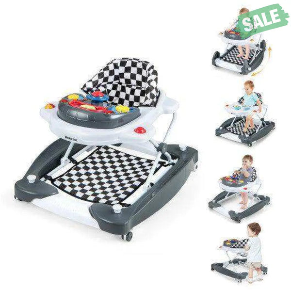 6 in 1 Foldable Baby Walker with Adjustable Height-Blue Baby Walkers