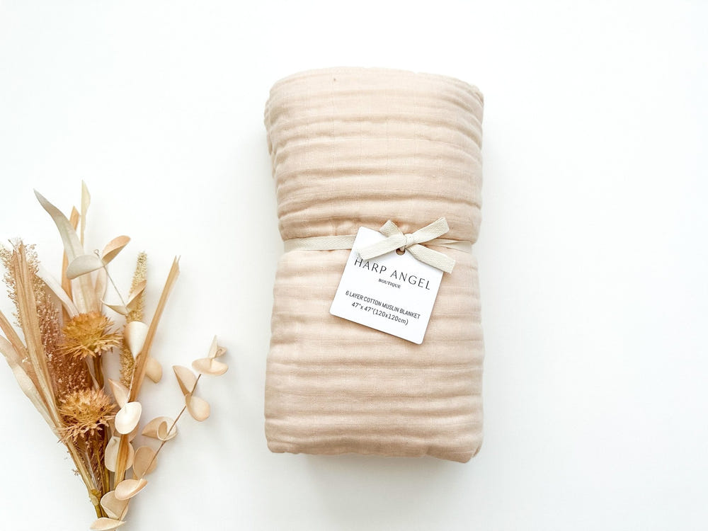 Soft Apricot Muslin 6-Layer Blanket