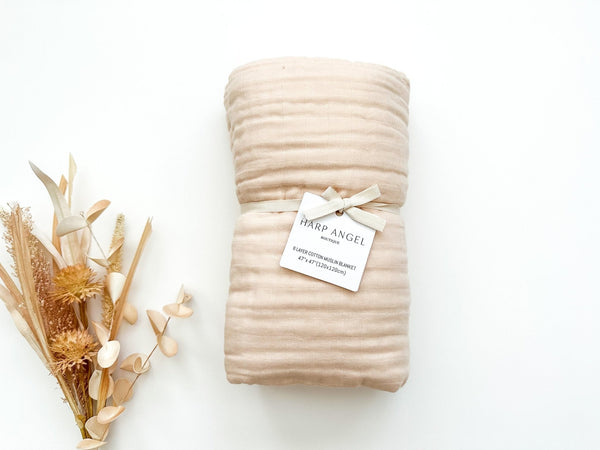 Soft Apricot Muslin 6-Layer Blanket